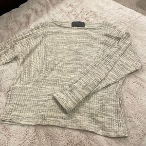 White & Gray Marled Lightweight Sweater Shirt